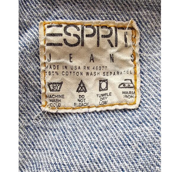 Vintage Esprit Jeans Women's Stonewashed True 90s Denim Jean Jacket Medium - Picture 10 of 11